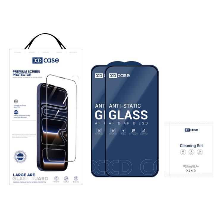 For iPhone 15 Plus XDcase 2pcs / Pack Silk Screen Printed HD Tempered Glass Film