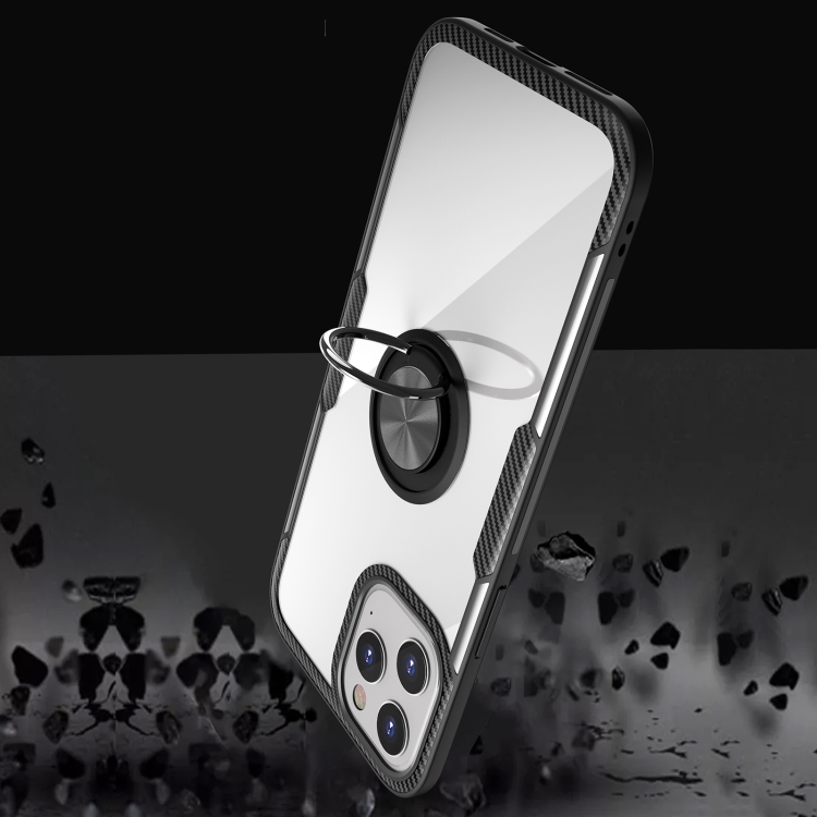 For iPhone 12 Pro Max Shockproof Transparent TPU + Acrylic Protective Case with Ring Holder(Black and Silver) For iPhone 12 Pro Max Shockproof Transparent TPU + Acrylic Protective Case with Ring Holder(Black and Silver)