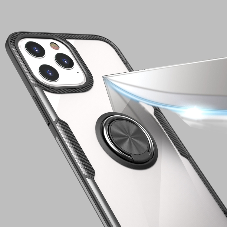 For iPhone 12 Pro Max Shockproof Transparent TPU + Acrylic Protective Case with Ring Holder(Black and Silver) For iPhone 12 Pro Max Shockproof Transparent TPU + Acrylic Protective Case with Ring Holder(Black and Silver)