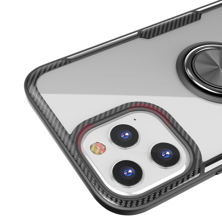 For iPhone 12 Pro Max Shockproof Transparent TPU + Acrylic Protective Case with Ring Holder(Black and Silver) For iPhone 12 Pro Max Shockproof Transparent TPU + Acrylic Protective Case with Ring Holder(Black and Silver)