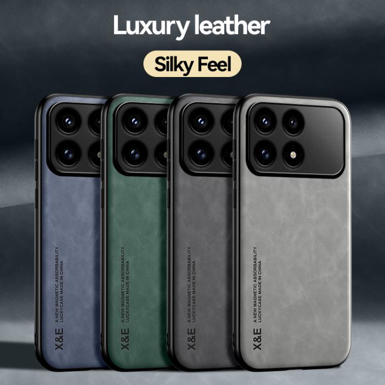 For Redmi K90 / Xiaomi Poco F8 Pro 5G Skin Feel Magnetic Leather Back Phone Case(Light Grey)