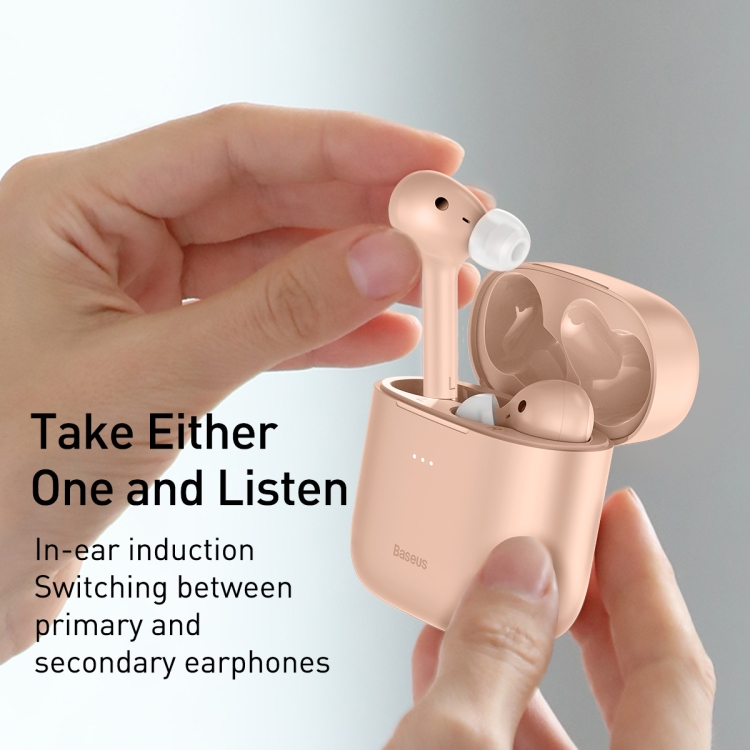 Baseus NGW06-04 Encok TWS Bluetooth 5.0 Wireless Bluetooth Earphone with Charging Box, Support Touch & Double-side Wireless Charging & Infrared In-ear Sensor(Pink) Baseus NGW06-04 Encok TWS Bluetooth 5.0 Wireless Bluetooth Earphone with Charging Box, Support Touch & Double-side Wireless Charging & Infrared In-ear Sensor(Pink)