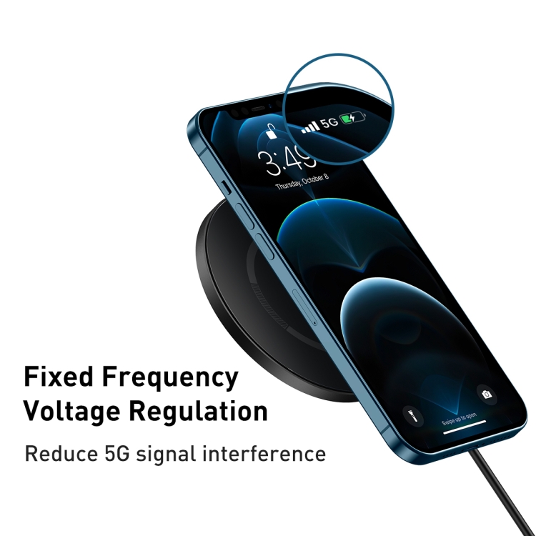 Baseus WXJK-E01 Simple 15W QI Standard Magnetic Wireless Fast Charging Charger for iPhone 12 Series / AirPods Pro(Black) - 7