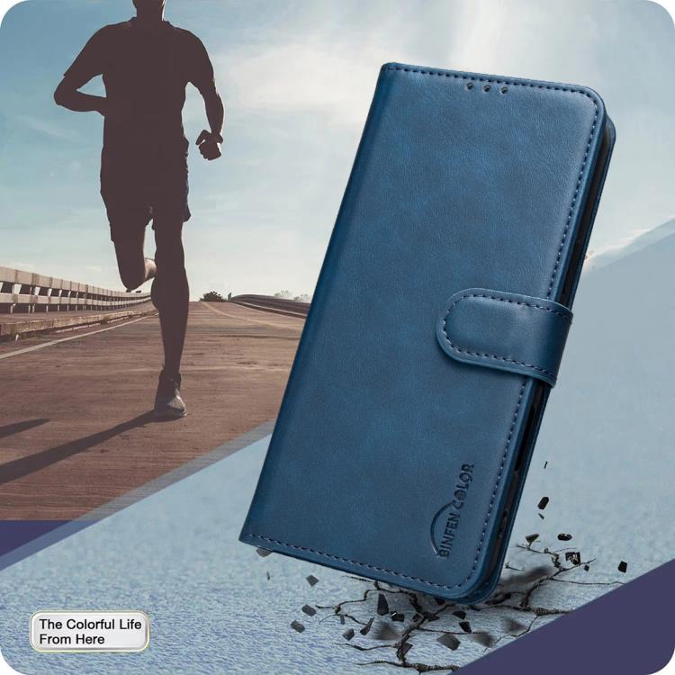 For OPPO Reno14 F 5G Solid Color Calfskin Texture RFID Vegan Leather Phone Case(Blue)