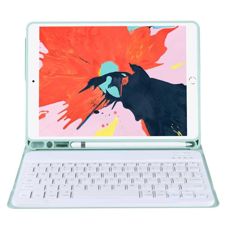 T098B Integrated Ultra-thin Candy Colors Bluetooth Keyboard Tablet Case for iPad Air 4 10.9 inch (2020), with Stand & Pen Slot(Light Green)