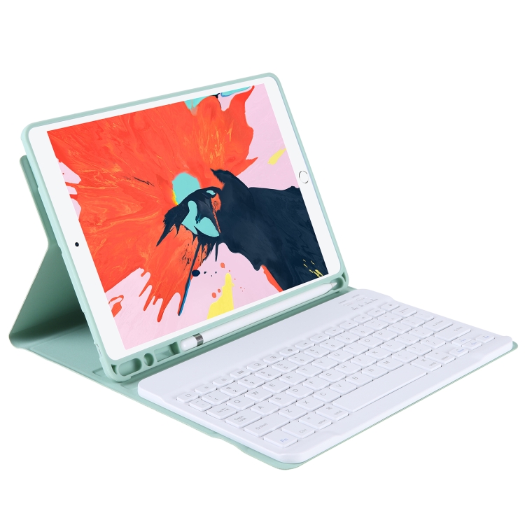T098B Integrated Ultra-thin Candy Colors Bluetooth Keyboard Tablet Case for iPad Air 4 10.9 inch (2020), with Stand & Pen Slot(Light Green)