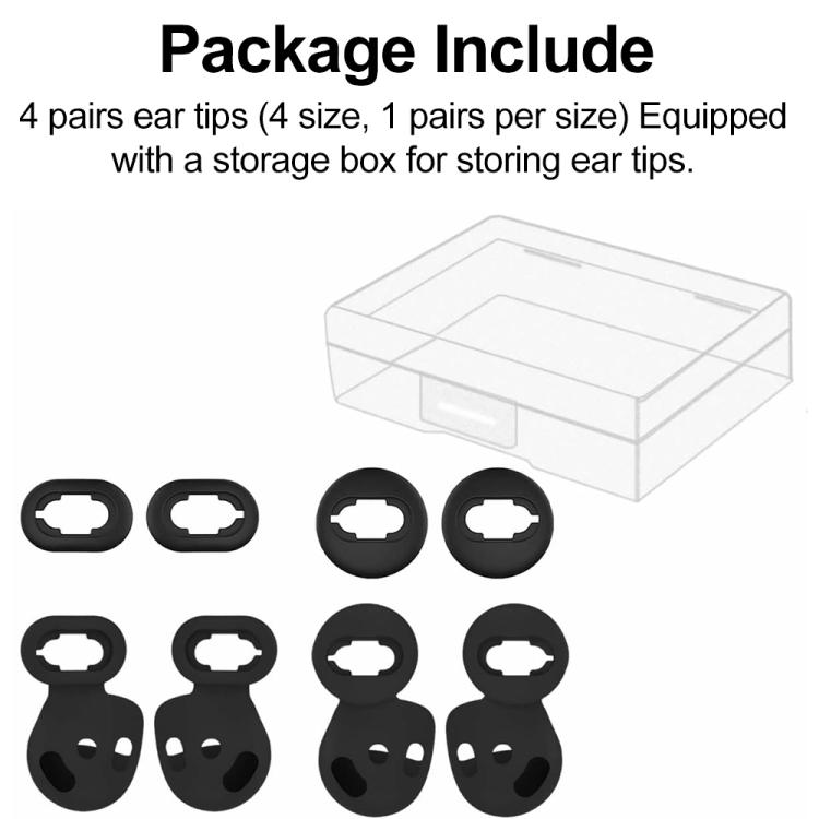 For Samsung Galaxy Buds Live XDcase 4 Pairs Silicone Ear Tips & Ear Hooks Kit, Left & Right S/L Size(Black)