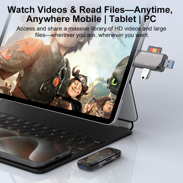 5 in 1 USB3.0 Multi-functional High-speed Card Reader(Grey)