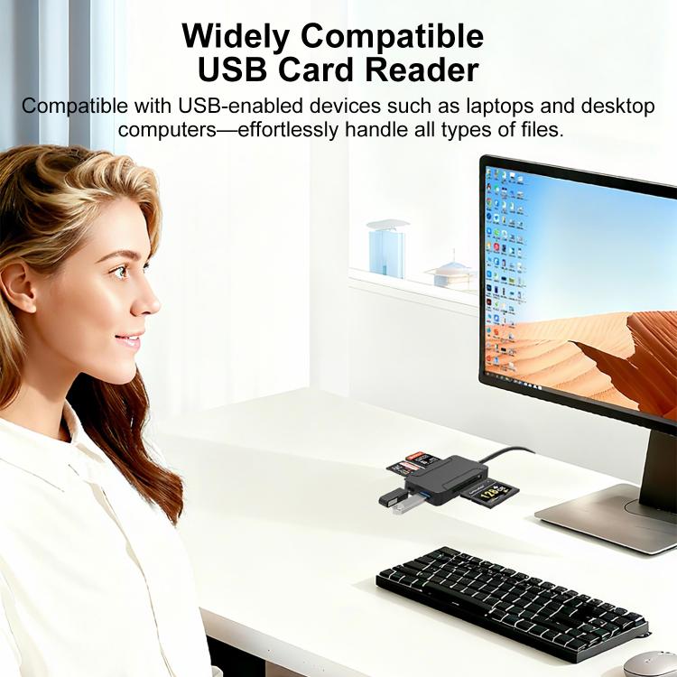 8 in 1 Multi-functional High-speed Card Reader(Black)