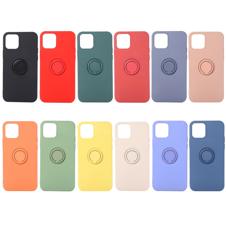 For iPhone 12 Pro Max Solid Color Liquid Silicone Shockproof Full Coverage Protective Case with Ring Holder(Grey) For iPhone 12 Pro Max Solid Color Liquid Silicone Shockproof Full Coverage Protective Case with Ring Holder(Grey)