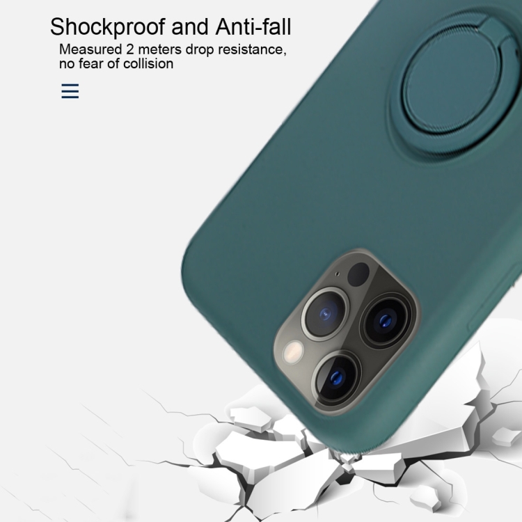 For iPhone 12 Pro Max Solid Color Liquid Silicone Shockproof Full Coverage Protective Case with Ring Holder(Grey) For iPhone 12 Pro Max Solid Color Liquid Silicone Shockproof Full Coverage Protective Case with Ring Holder(Grey)