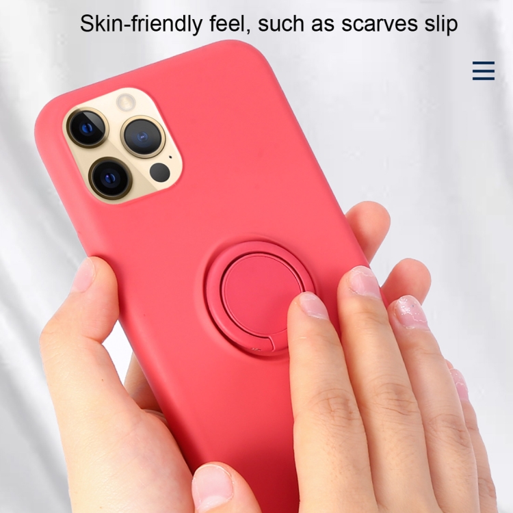 For iPhone 12 Pro Max Solid Color Liquid Silicone Shockproof Full Coverage Protective Case with Ring Holder(Grey) For iPhone 12 Pro Max Solid Color Liquid Silicone Shockproof Full Coverage Protective Case with Ring Holder(Grey)