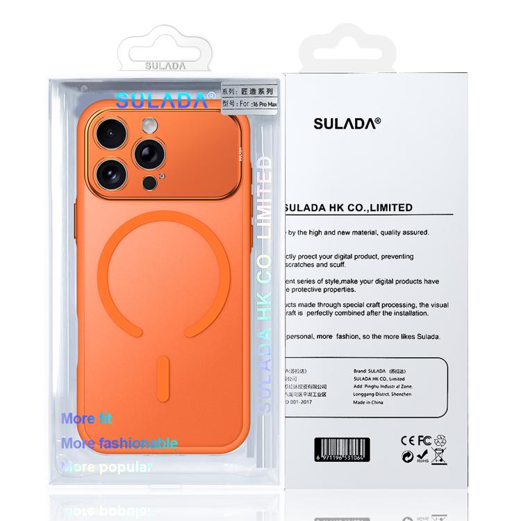 For iPhone 16 Pro SULADA Transforms Into 17 Pro Semi-Transparent Matte Magnetic Phone Case(Orange)