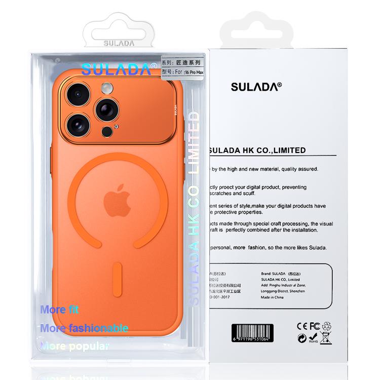 For iPhone 18 Pro SULADA Transforms Into 17 Pro Semi-Transparent Matte Magnetic Phone Case(Orange)