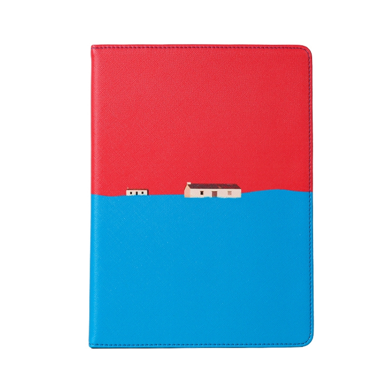 Contrast Color PU Leather Horizontal Flip Leather Case with Holder & Sleep / Wake-up Function For iPad 9.7 (2018) & (2017)(Red Blue)