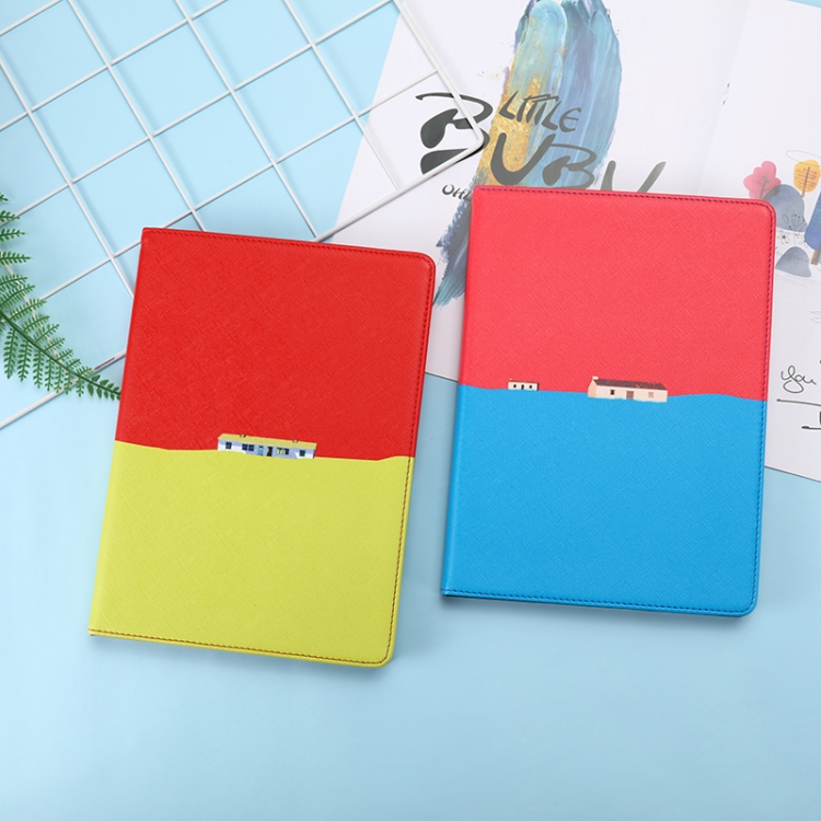 Contrast Color PU Leather Horizontal Flip Leather Case with Holder & Sleep / Wake-up Function For iPad 9.7 (2018) & (2017)(Red Blue)