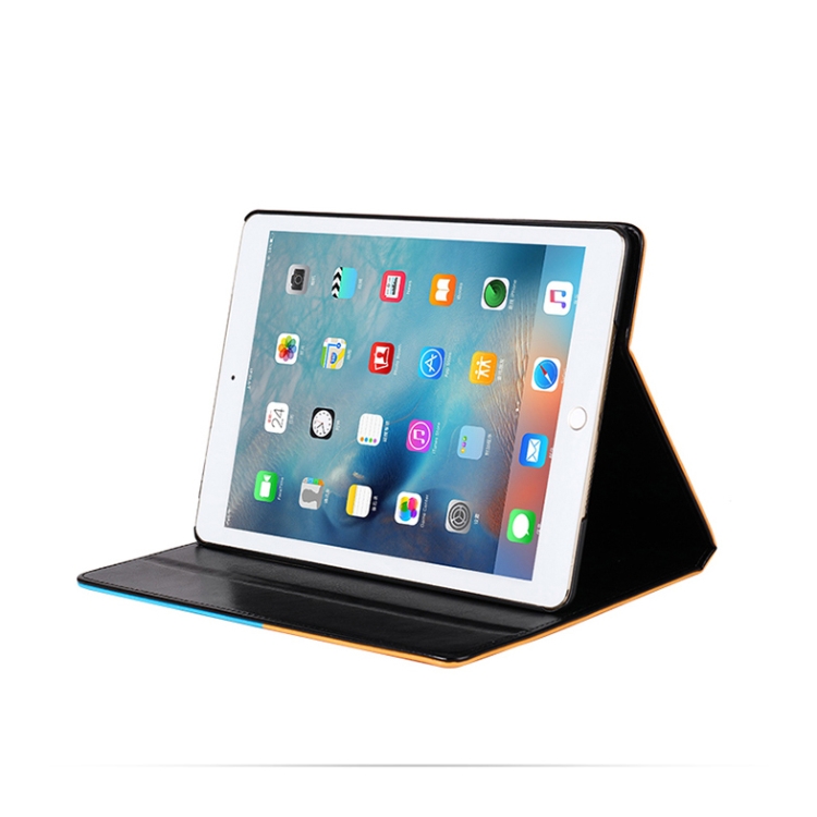 Contrast Color PU Leather Horizontal Flip Leather Case with Holder & Sleep / Wake-up Function For iPad 9.7 (2018) & (2017)(Red Blue)