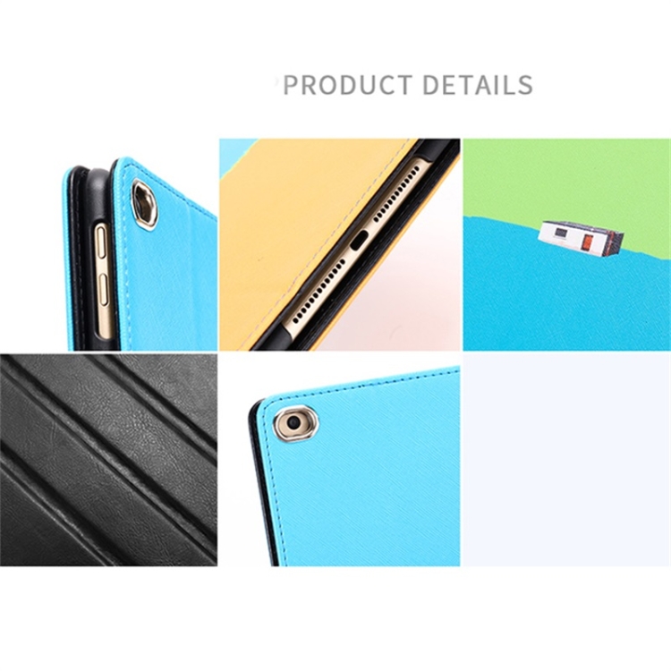 Contrast Color PU Leather Horizontal Flip Leather Case with Holder & Sleep / Wake-up Function For iPad 9.7 (2018) & (2017)(Red Blue)