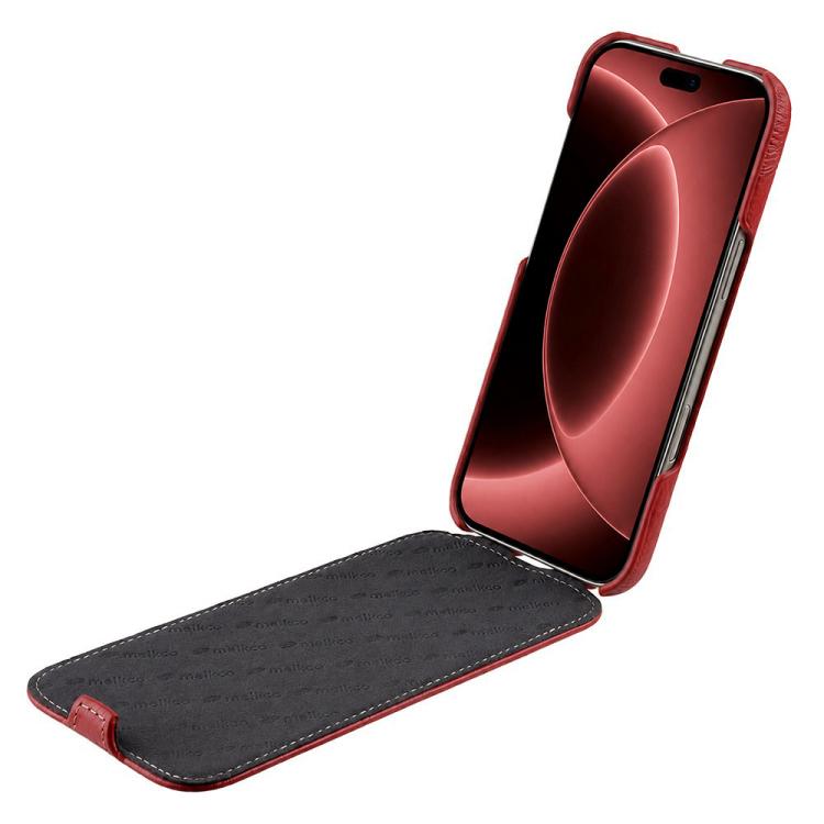 For iPhone 18 Pro Max melkco Litchi Texture Vertical Flip Magnetic Genuine Leather Phone Case(Red)