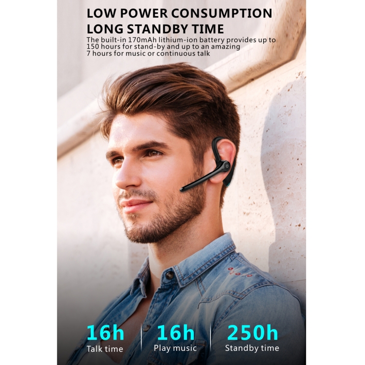 F910 Bluetooth 5.0 Hanging Ear Style Dual Mic Noise Cancelling Bluetooth Earphone(Black) F910 Bluetooth 5.0 Hanging Ear Style Dual Mic Noise Cancelling Bluetooth Earphone(Black)