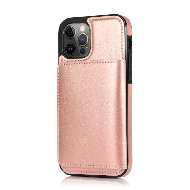For iPhone 12 Pro Max Shockproof PU + TPU Protective Case with Card Slots & Holder(Rose Gold) For iPhone 12 Pro Max Shockproof PU + TPU Protective Case with Card Slots & Holder(Rose Gold)