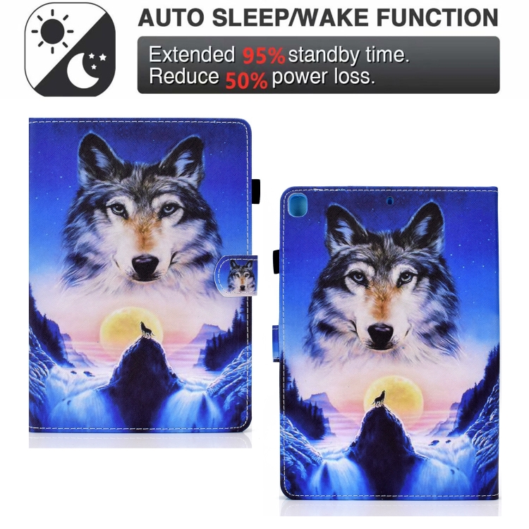 Colored Drawing Horizontal Flip Leather Case with Holder & Card Slots & Sleep / Wake-up Function For iPad 10.2 2021 / 2020 / 2019 / iPad Air 10.5 (2019)(Wolf) Colored Drawing Horizontal Flip Leather Case with Holder & Card Slots & Sleep / Wake-up Function For iPad 10.2 2021 / 2020 / 2019 / iPad Air 10.5 (2019)(Wolf)