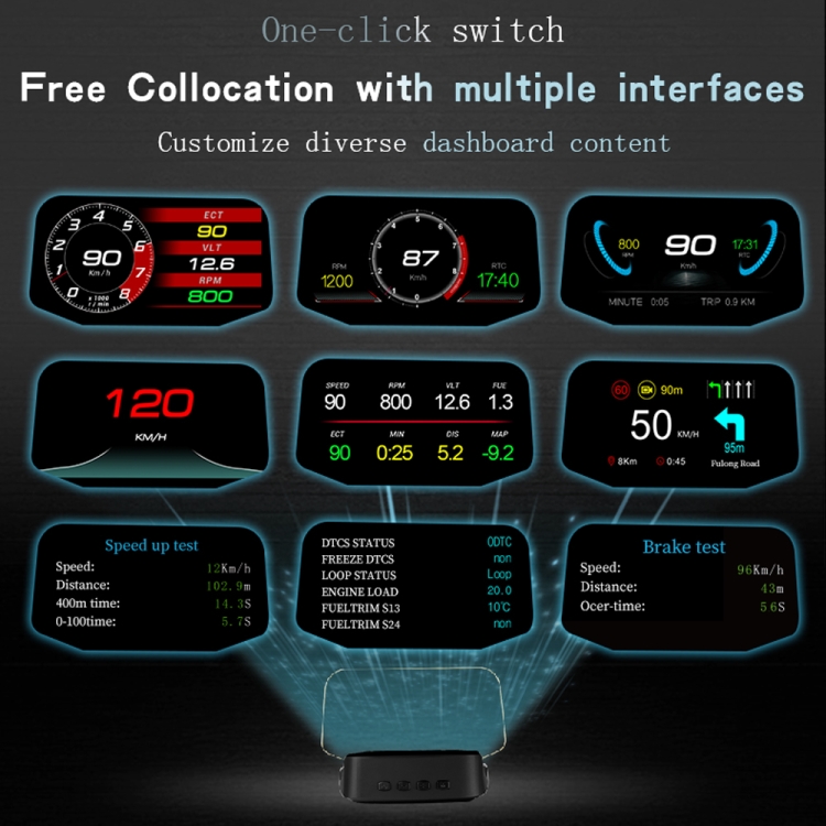 C2 Car HUD Head-up Display GPS Medidor digital Temperatura / voltaje / velocidad del agua - 4