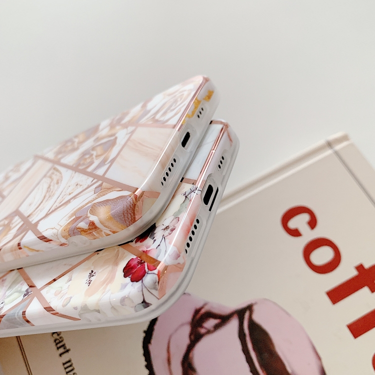Plating Splicing Pattern Soft TPU Protective Case For iPhone 11 Pro(Stitching White Flowers)