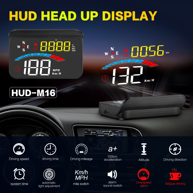 M16 Car HUD Head-up Display GPS Velocímetro Velocidad / Voltaje - 1