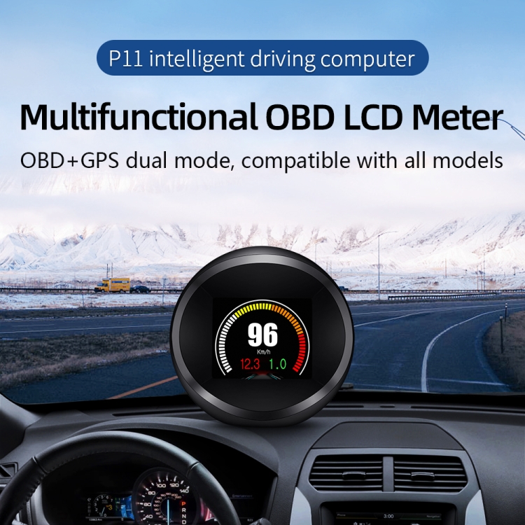 P11 OBD2 + GPS Mode voiture HUD affichage tête haute température de l'eau /  vitesse du véhicule / tension / consommation de carburant affichage, alarme  de vitesse