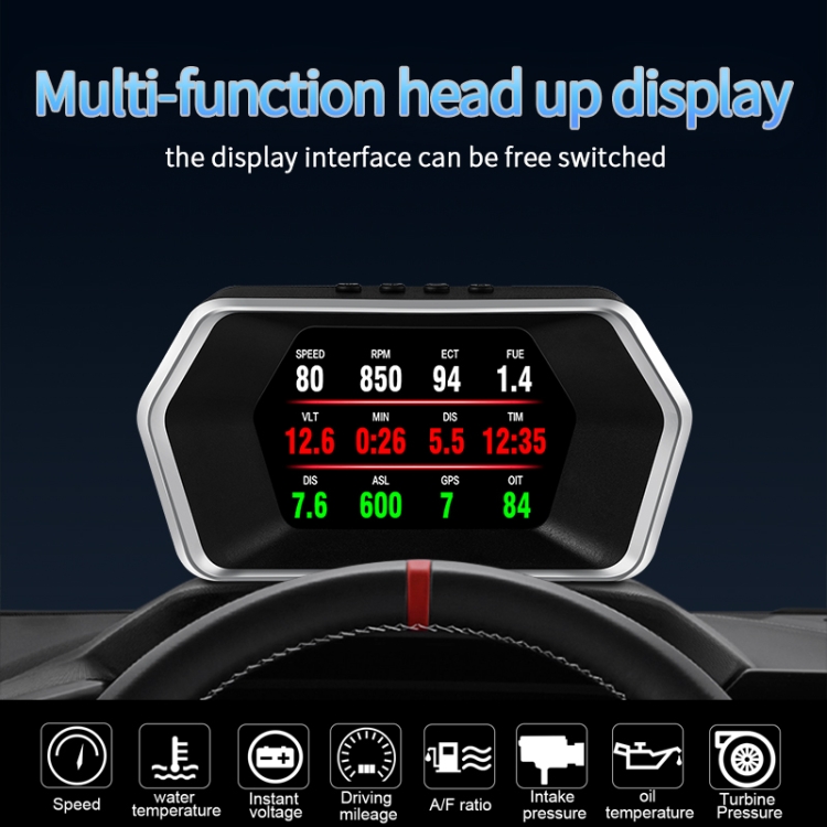 P17 Coche HUD Head-up Display GPS Medidor de velocidad Coche OBD2 Código de eliminación de fallas - 5