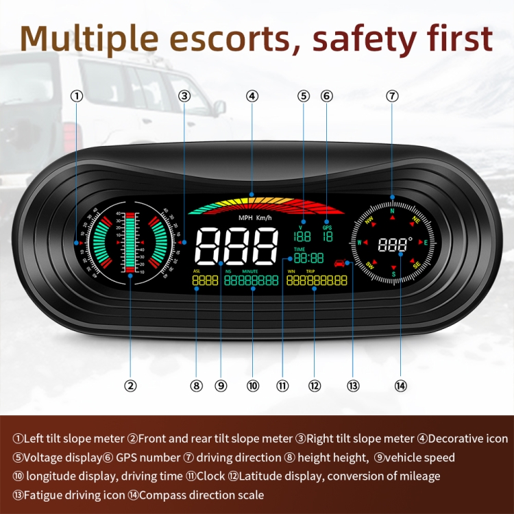 P18 GPS Car HUD Head-up Display Velocidad / voltaje / kilometraje del vehículo - 2