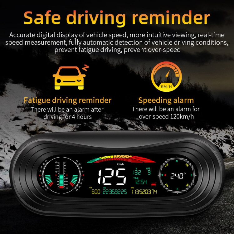 P18 GPS Car HUD Head-up Display Velocidad / voltaje / kilometraje del vehículo - 5
