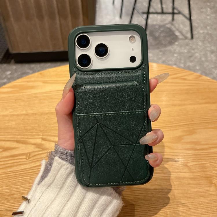 For iPhone 16 Pro Max Multifunctional Vertical Flip Card Wallet Holder Vegan Leather Back Phone Case(Green)