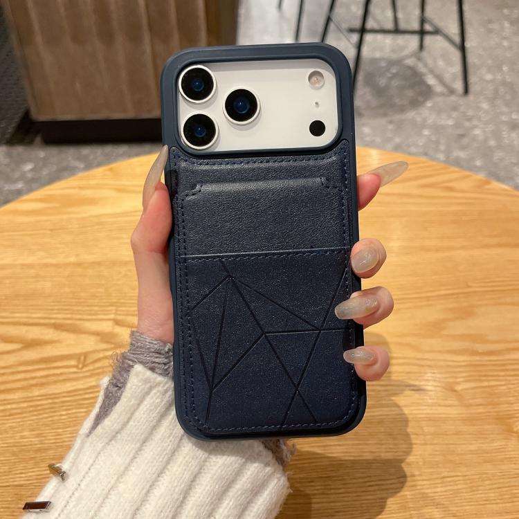 For iPhone 14 Pro Max Multifunctional Vertical Flip Card Wallet Holder Vegan Leather Back Phone Case(Blue)