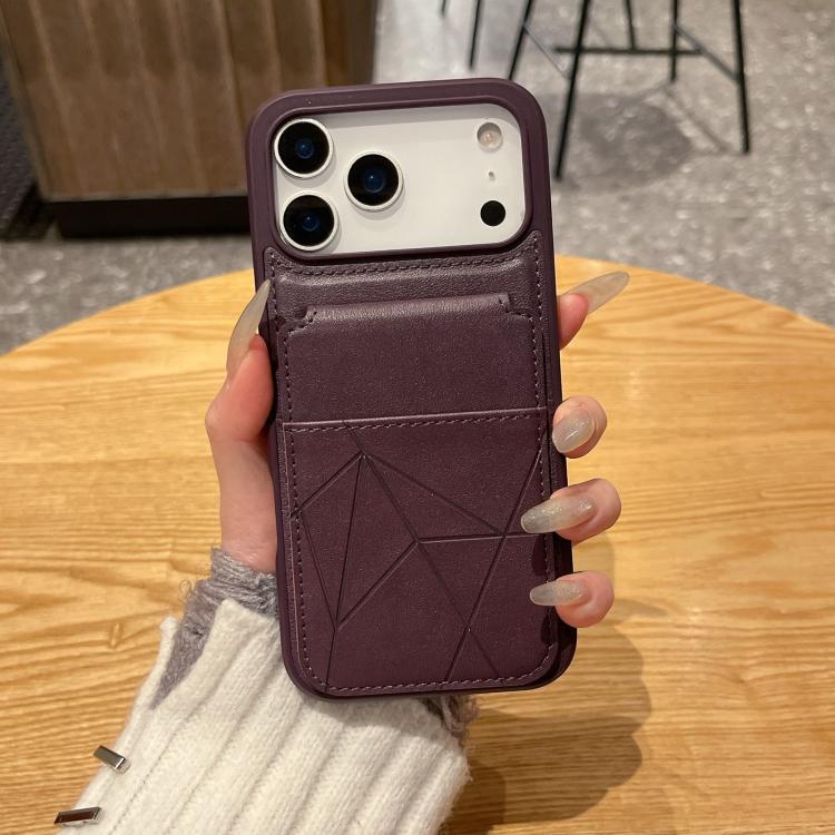 For iPhone XR Multifunctional Vertical Flip Card Wallet Holder Vegan Leather Back Phone Case(Purple)