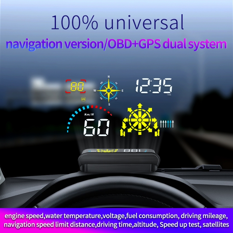 Medidor de velocidad GPS con pantalla frontal HUD para automóvil Q10 - 2