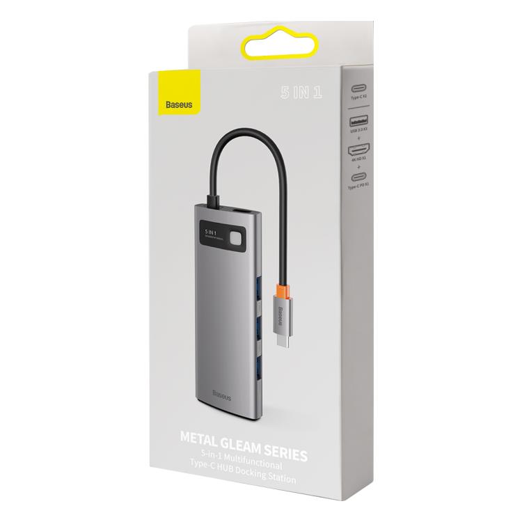 Baseus Metallic Glow Series CAHUB-CX0G 5 in 1 Multifunctional Type-C HUB Docking Station(Space Gray)