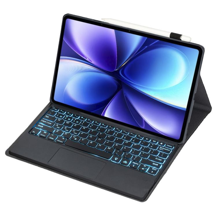 For vivo Pad 6 Pro 13.2 inch Ultra-thin TPU Detachable Backlight Bluetooth Keyboard Vegan Leather Case with Touchpad(Black)