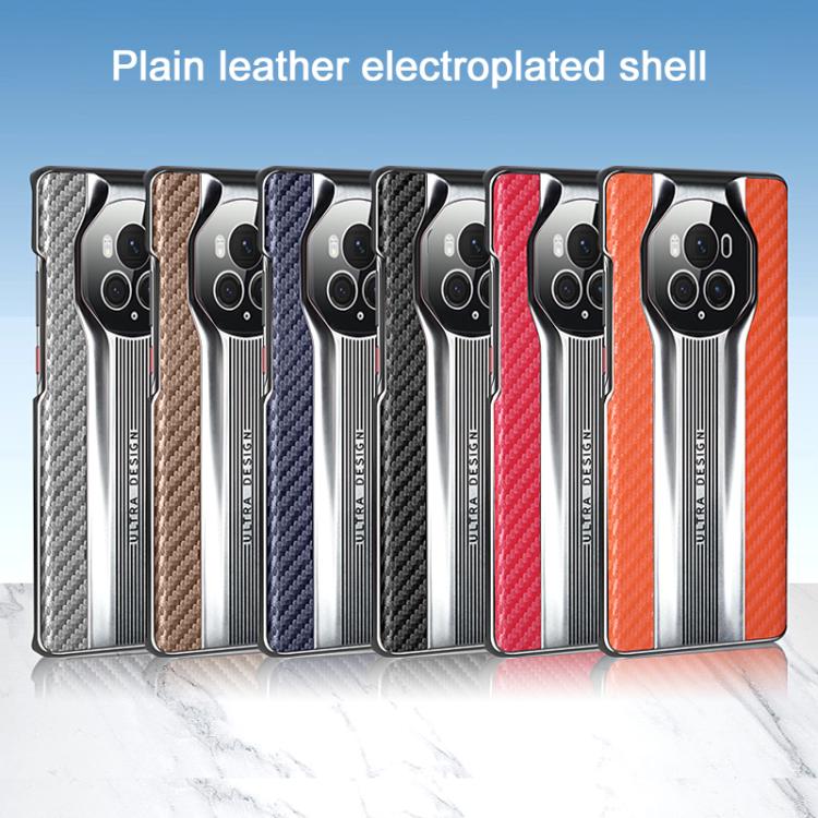 For Honor Magic6 Pro Electroplated Matte Carbon Fiber Texture Phone Case(Red)
