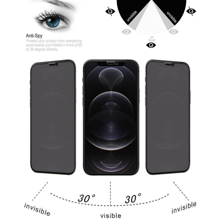 For iPhone 12 / 12 Pro 25pcs Anti-peeping Plasma Oil Coated High Aluminum Wear-resistant Tempered Glass Film For iPhone 12 / 12 Pro 25pcs Anti-peeping Plasma Oil Coated High Aluminum Wear-resistant Tempered Glass Film