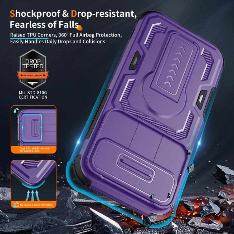 For iPhone Air Slid Camera Shield Invisible Holder PC Hybrid TPU Phone Case(Purple)