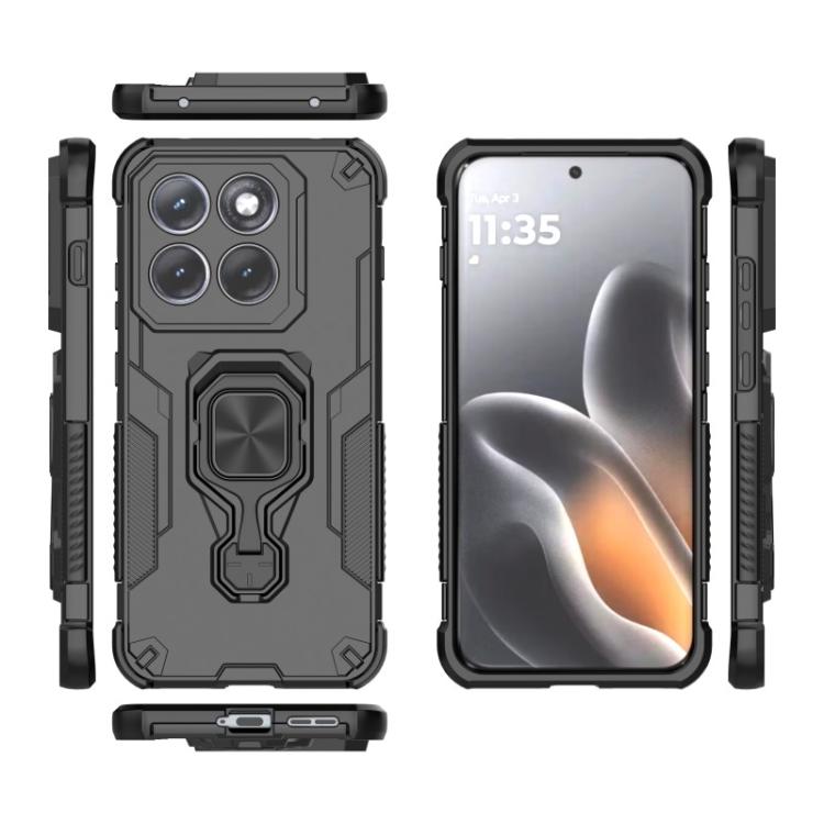 For Motorola Edge 70 Pro 5G WANLONFENG Metal Kickstand Phone Case with Screen Protector(Black)