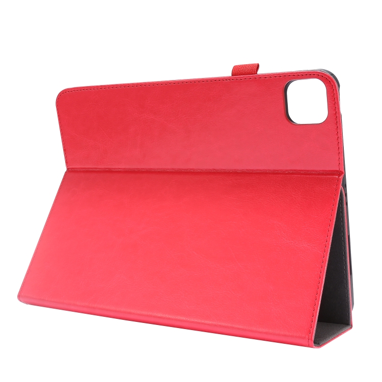 For iPad Pro 12.9 inch (2020) Crazy Horse Texture Horizontal Flip Leather Tablet Case with 2-folding Holder & Card Slot(Red) For iPad Pro 12.9 inch (2020) Crazy Horse Texture Horizontal Flip Leather Tablet Case with 2-folding Holder & Card Slot(Red)