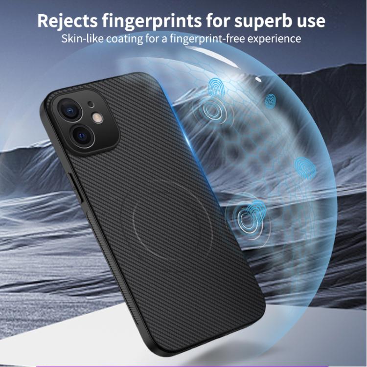 For iPhone 11 WANLONFENG TQ Series Magnetic Carbon Fiber Texture PC Hybrid TPU Phone Case(Black)
