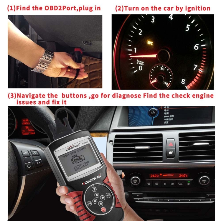 10€01 sur KONNWEI KW820 voiture Code de défaut Lecteur EOBD OBDII OBD2  testeur de diagnostic outil d'analyse - Accessoire téléphonie pour voiture  - Achat & prix