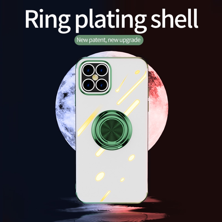 For iPhone 12 / 12 Pro All-inclusive Electroplating Silicone Case with Ring Holder(Silver) For iPhone 12 / 12 Pro All-inclusive Electroplating Silicone Case with Ring Holder(Silver)
