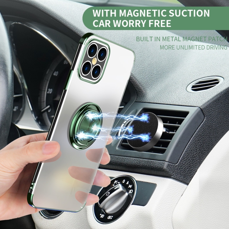 For iPhone 12 / 12 Pro All-inclusive Electroplating Silicone Case with Ring Holder(Silver) For iPhone 12 / 12 Pro All-inclusive Electroplating Silicone Case with Ring Holder(Silver)