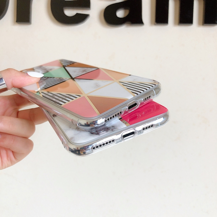 Electroplating Stitching Marble Pattern TPU Protective Case For iPhone 11(Checkered) Electroplating Stitching Marble Pattern TPU Protective Case For iPhone 11(Checkered)