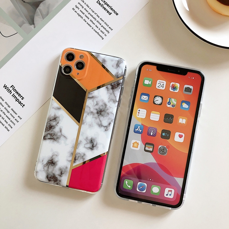 Electroplating Stitching Marble Pattern TPU Protective Case For iPhone 11(Checkered) Electroplating Stitching Marble Pattern TPU Protective Case For iPhone 11(Checkered)